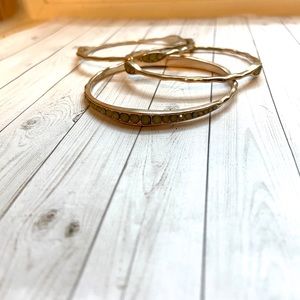Gold/ green stone bangle trio